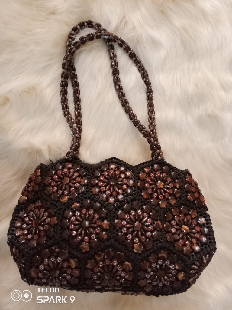 Sac perlée marron
