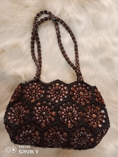 Sac perlée marron